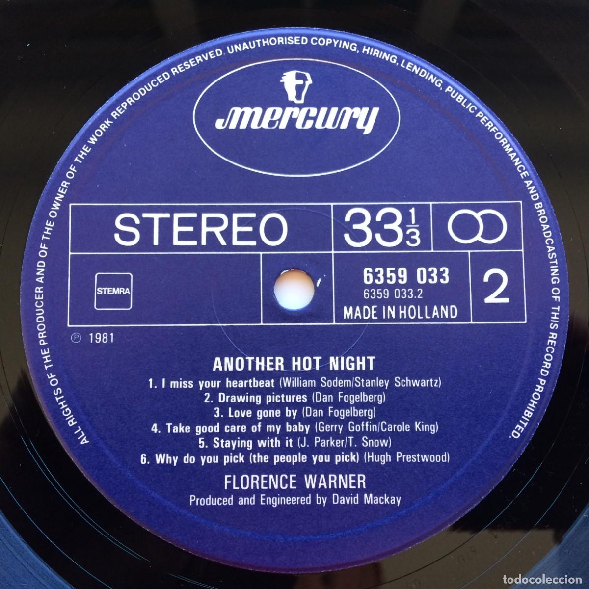 Discos de vinilo: Florence Warner &lrm;&ndash; Another Hot Night Holanda 1981 Mercury - Foto 4