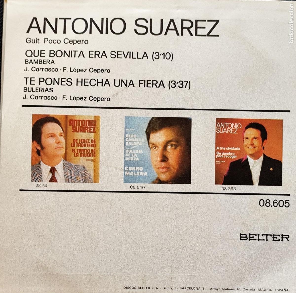Discos de vinilo: SINGLER ANTONIO SUAREZ - Foto 2