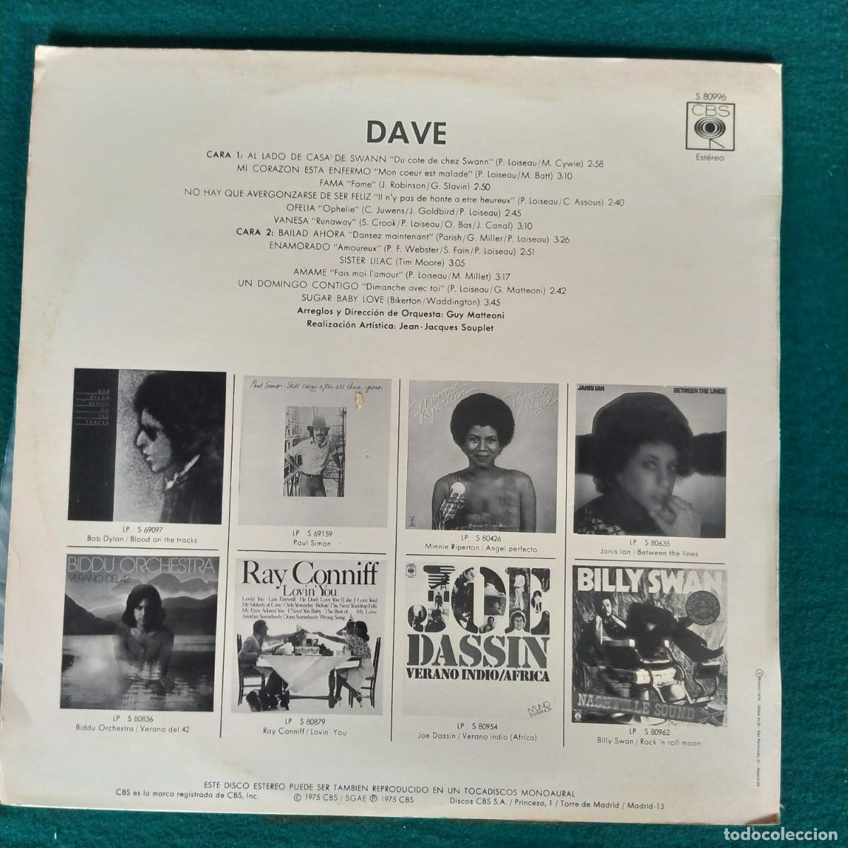 Discos de vinilo: Dave &ndash; Dave 1975 pop - Foto 2