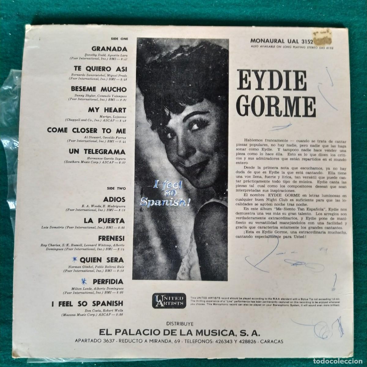Discos de vinilo: Eydie Gorm&eacute; &ndash; I Feel So Spanish - Foto 2