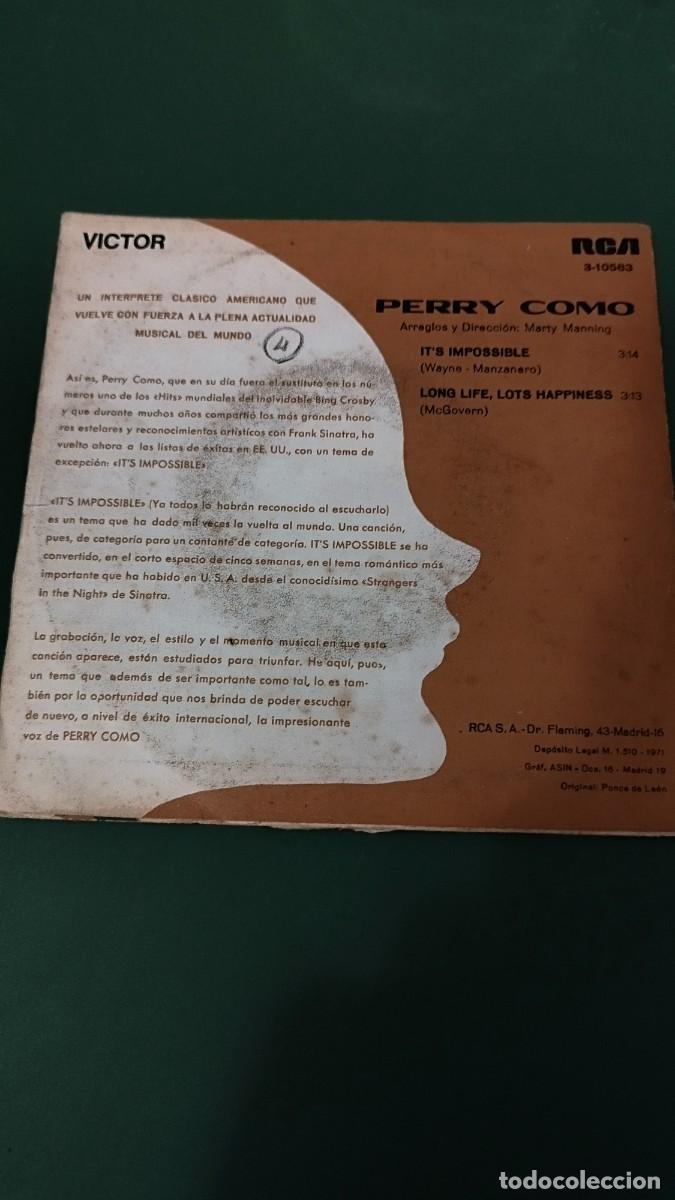 Discos de vinilo: Perry Como - Its impossible. Single 7&rdquo; - Foto 3