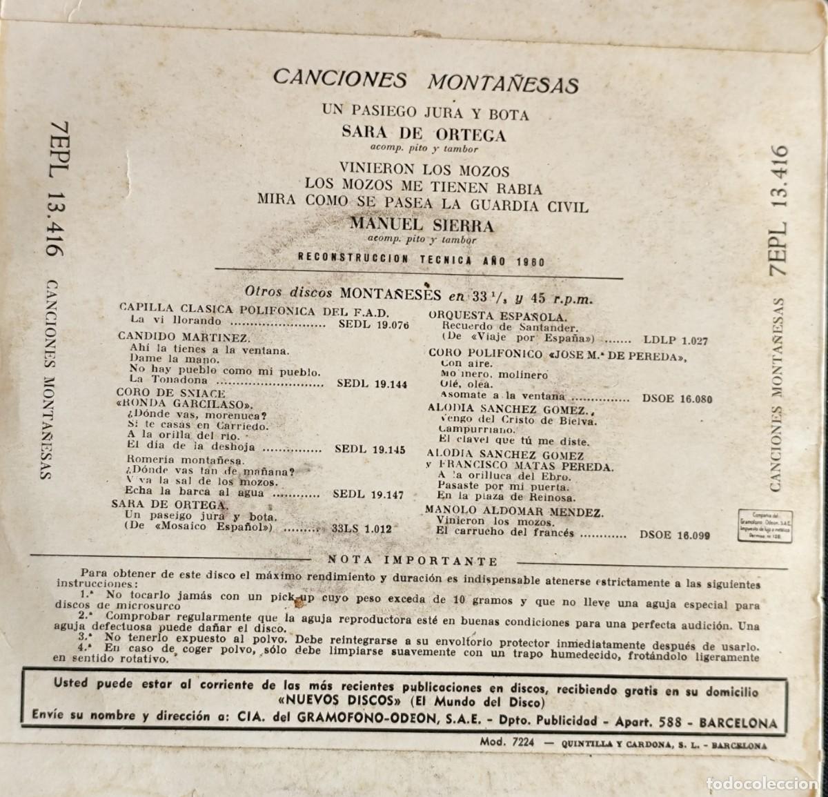 Discos de vinilo: SINGLER CANCIONES MONTA&Ntilde;&Ntilde;ESAS - Foto 2