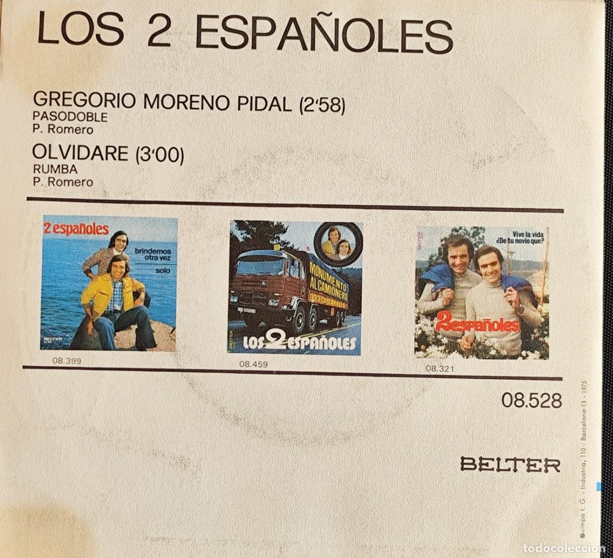 Discos de vinilo: SINGLE GREGORIO MORENO PIDAL, OLVIDAR&Eacute; - Foto 2