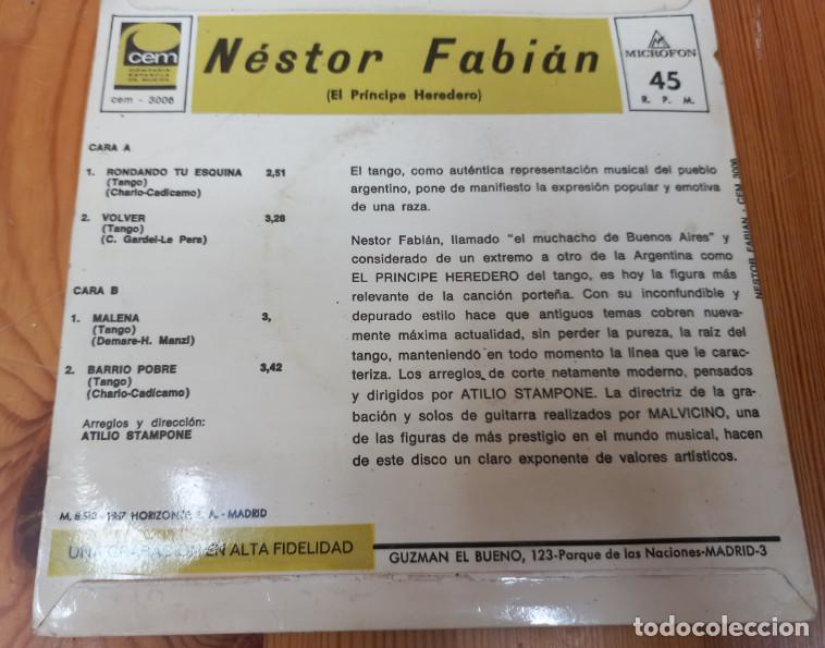 Discos de vinilo: NESTOR FABIAN, TANGO, DISCO VINILO SINGLE - Foto 2