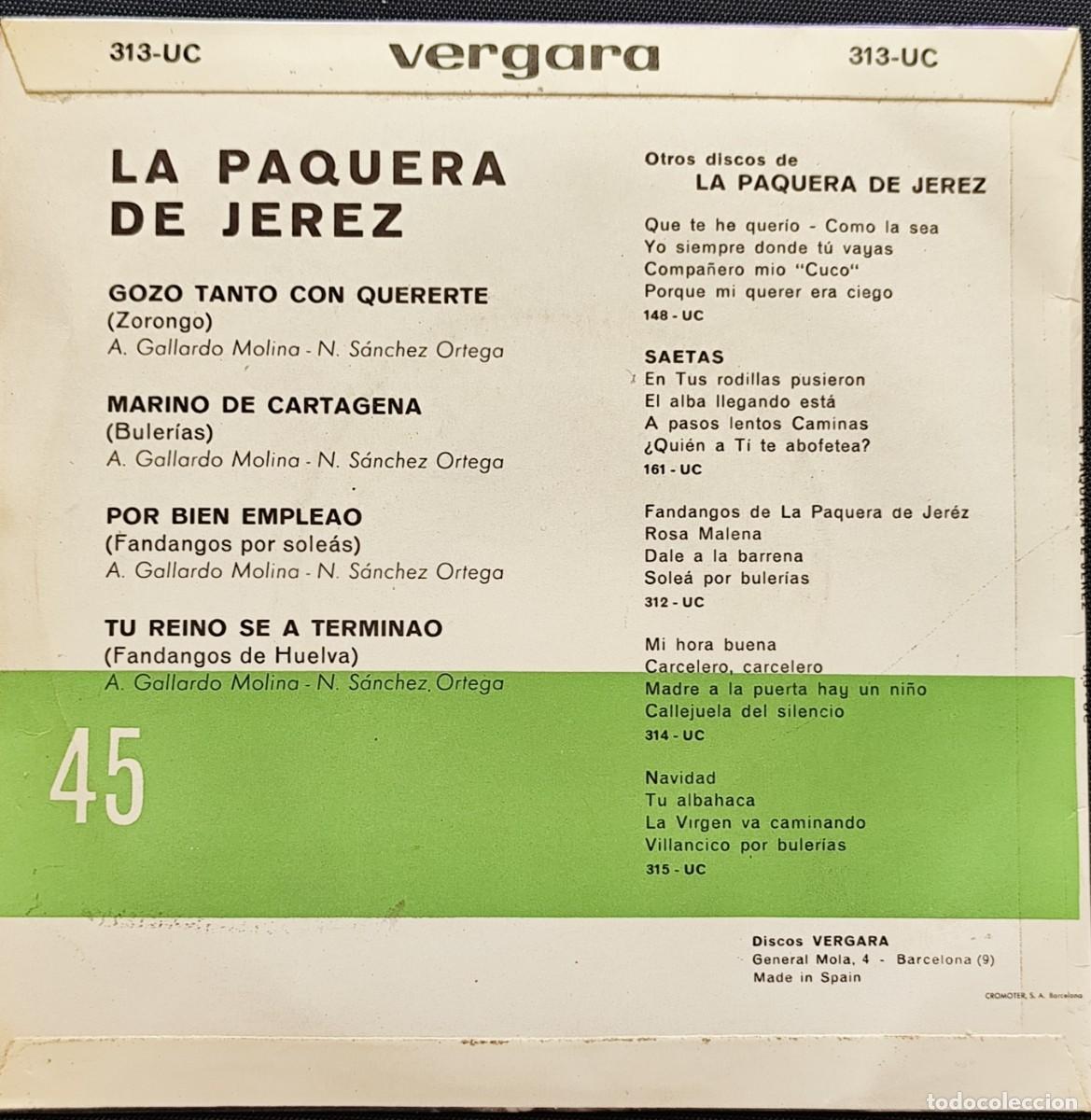 Discos de vinilo: SINGLE LA PAQUERADE JEREZ - Foto 2