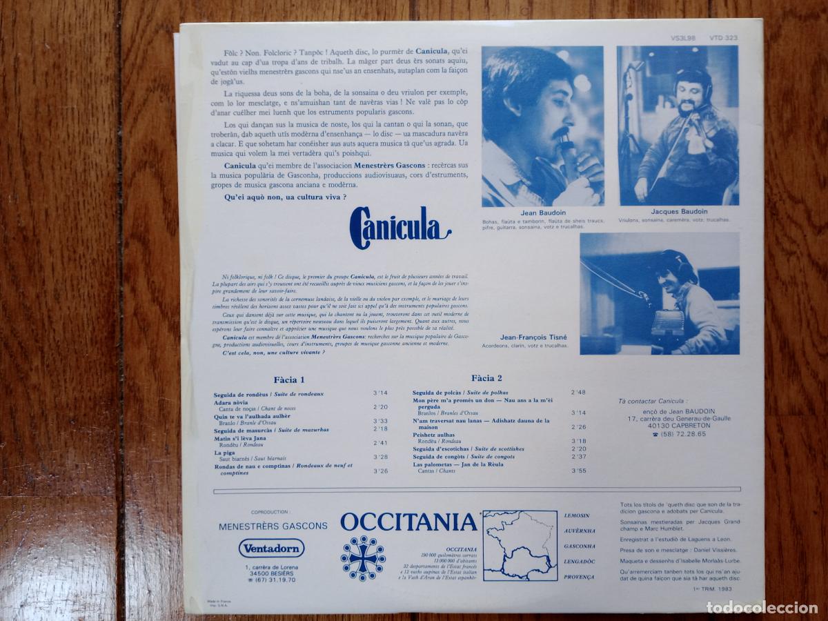 Discos de vinilo: Can&iacute;cula - cantas & dancas de Gasconha - Foto 4