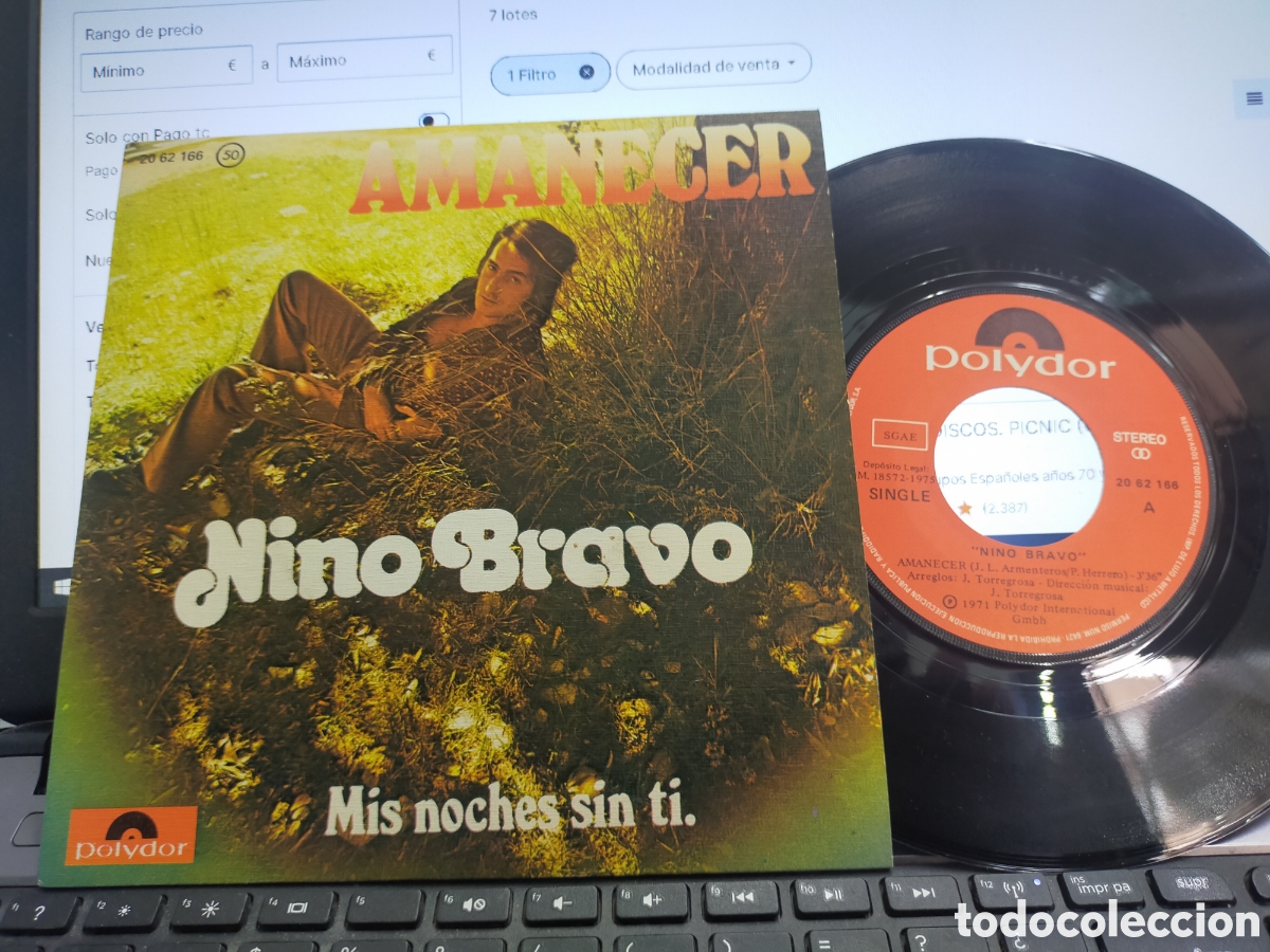 Discos de vinilo: Nino bravo single amanecer 1975 - Foto 1