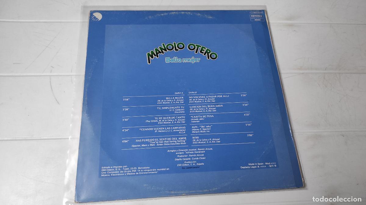 Discos de vinilo: LP MANOLO OTERO - BELLA MUJER - Foto 2