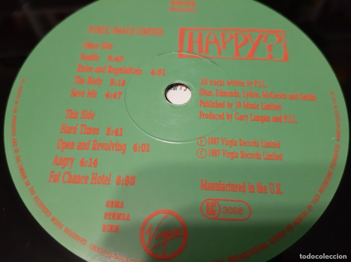 Discos de vinilo: PUBLIC IMAGE LIMITED -HAPPY?- (1987) LP DISCO VINILO - Foto 8