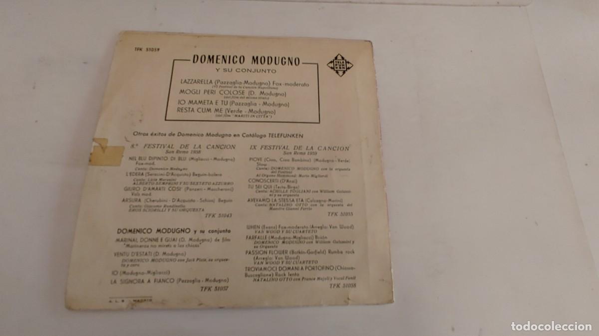 Discos de vinilo: DOMENICO MODUGNO-EP LAZZARELLA +3 - Foto 2