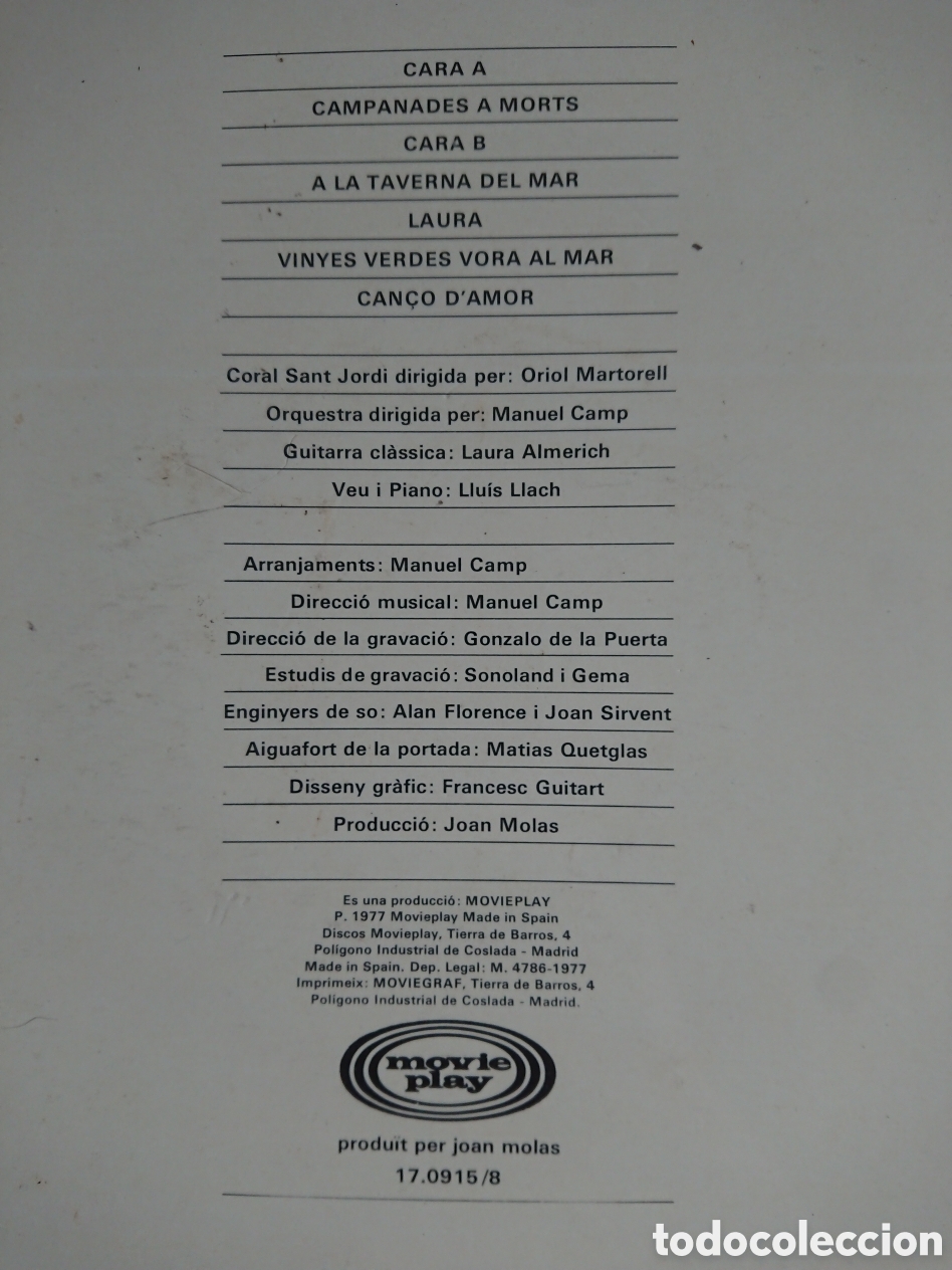 Discos de vinilo: Llu&iacute;s Llach - Campanades a Morts - Foto 3