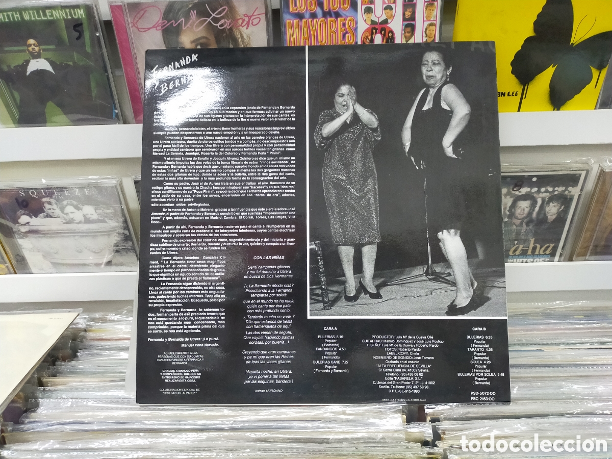 Discos de vinilo: Fernanda y Bernarda LP raza y comp&aacute;s 1990 - Foto 2