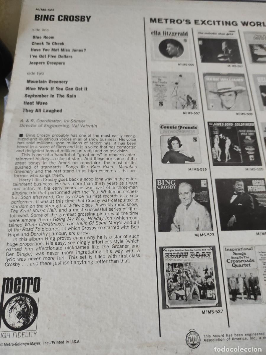 Discos de vinilo: BING CROSBY - METRO - ORIGINAL USA - Foto 2