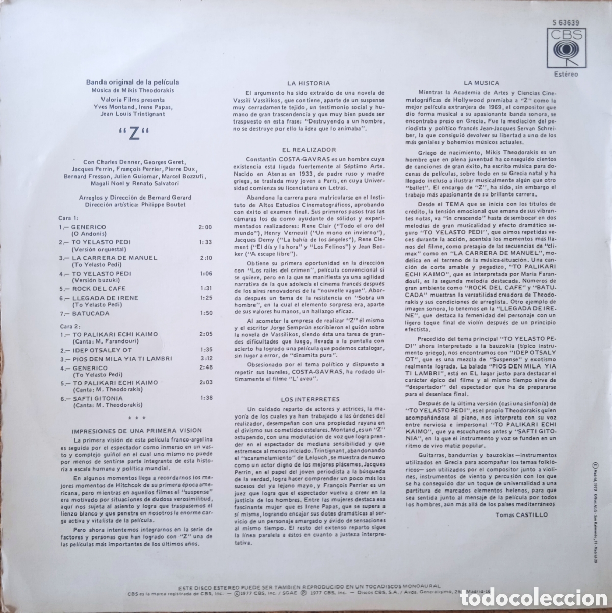 Discos de vinilo: Disco de vinilo Z (BSO) - Foto 2