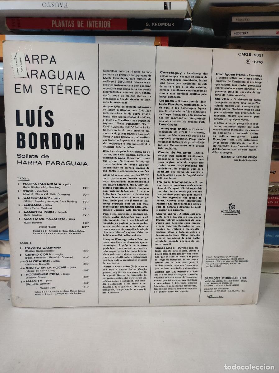 Discos de vinilo: Luis Bord&oacute;n &ndash; Harpa Paraguaia Em Stereo - Foto 2