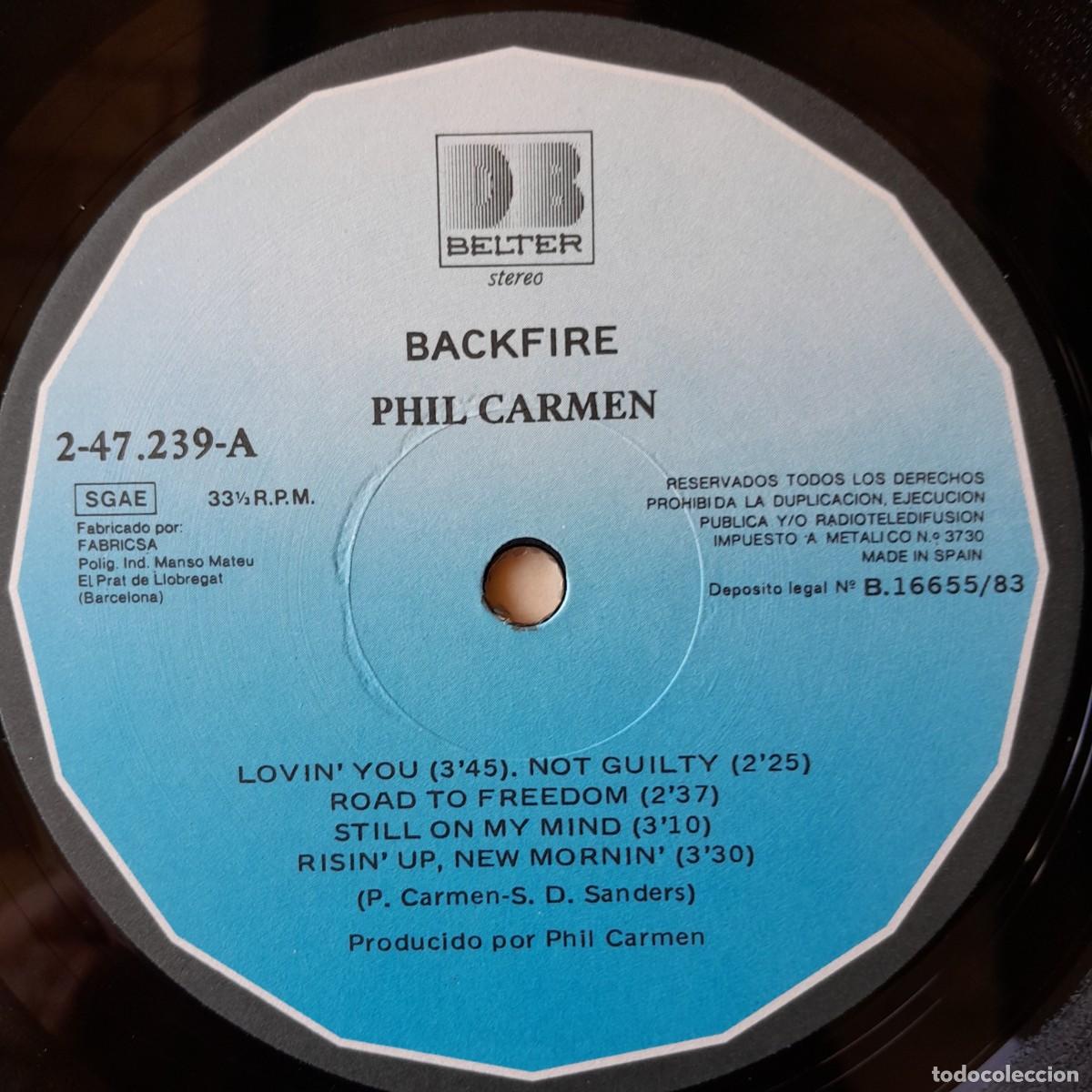 Discos de vinilo: PHIL CARMEN : BACKFIRE [BELTER - ESP 1983] LP - Foto 3