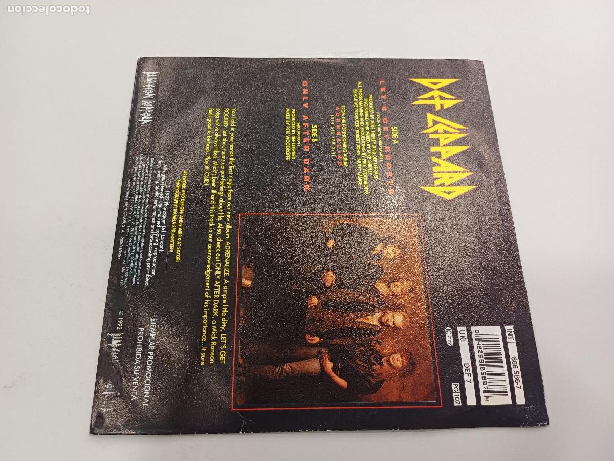 Discos de vinilo: DEF LEPPARD/GET ROCKED/SINGLE METAL. - Foto 3
