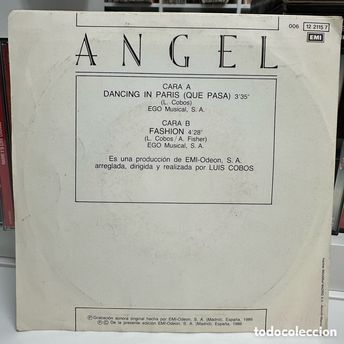Discos de vinilo: Angel - Dancing In Paris (Que Pasa) (7&rdquo;, Single) - Foto 2