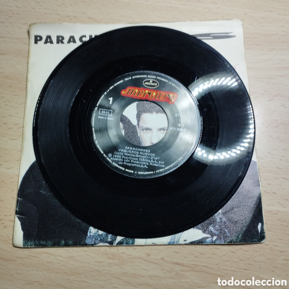 Discos de vinilo: Single 7&rdquo; Parachokes 1990 vaqueros nuevos + una chica. - Foto 3