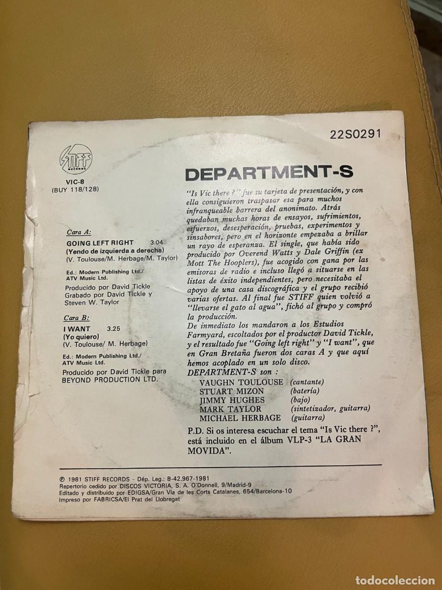 Discos de vinilo: Department- S &lrm;&ndash; Going Left Right &middot; I Want - Foto 2