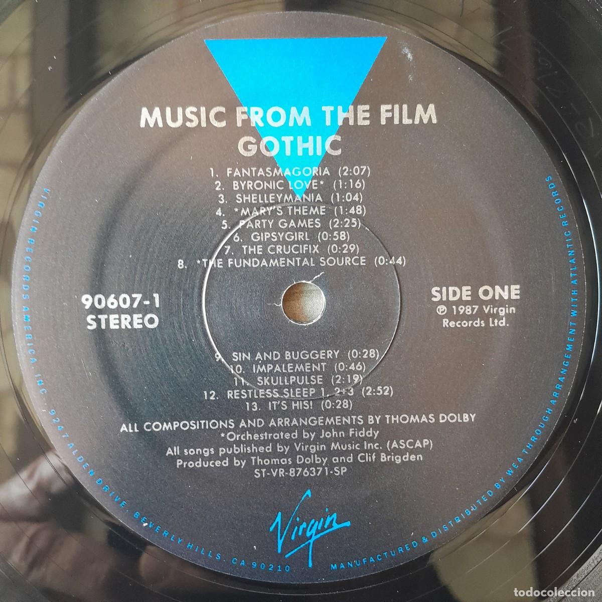 Discos de vinilo: THOMAS DOLBY : OST GOTHIC [VIRGIN - USA 1987] LP - Foto 3