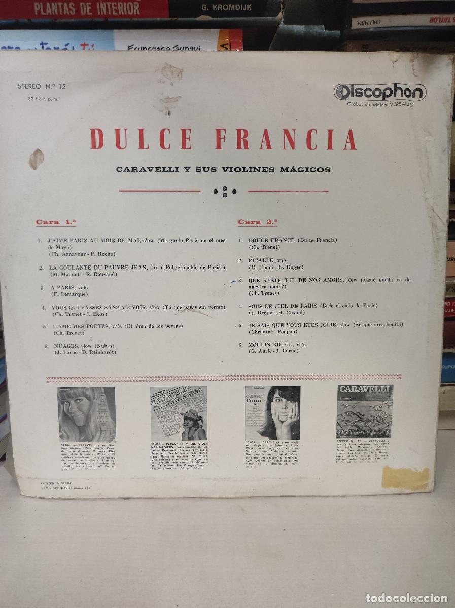 Discos de vinilo: Caravelli y Sus Violines M&aacute;gicos &ndash; Dulce Francia - Foto 2