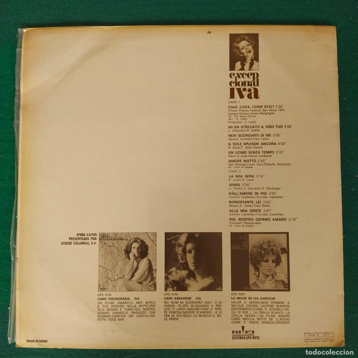 Discos de vinilo: Iva Zanicchi &ndash; Excepcional Iva - Foto 2