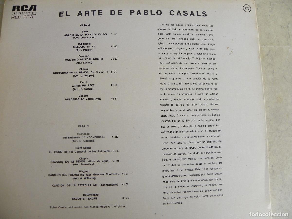 Discos de vinilo: EL ARTE DE PABLO CASALS -LP 1973 - Foto 2