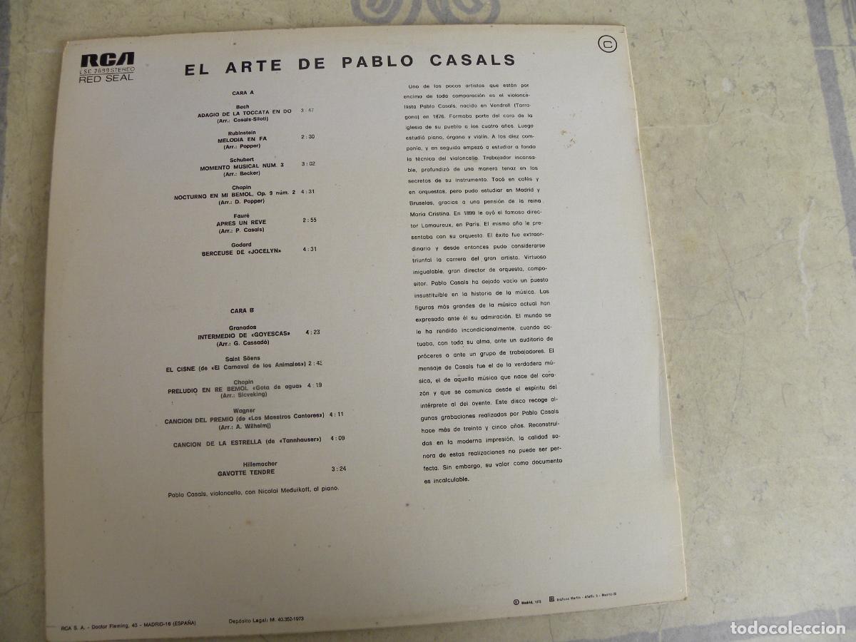 Discos de vinilo: EL ARTE DE PABLO CASALS -LP 1973 - Foto 3