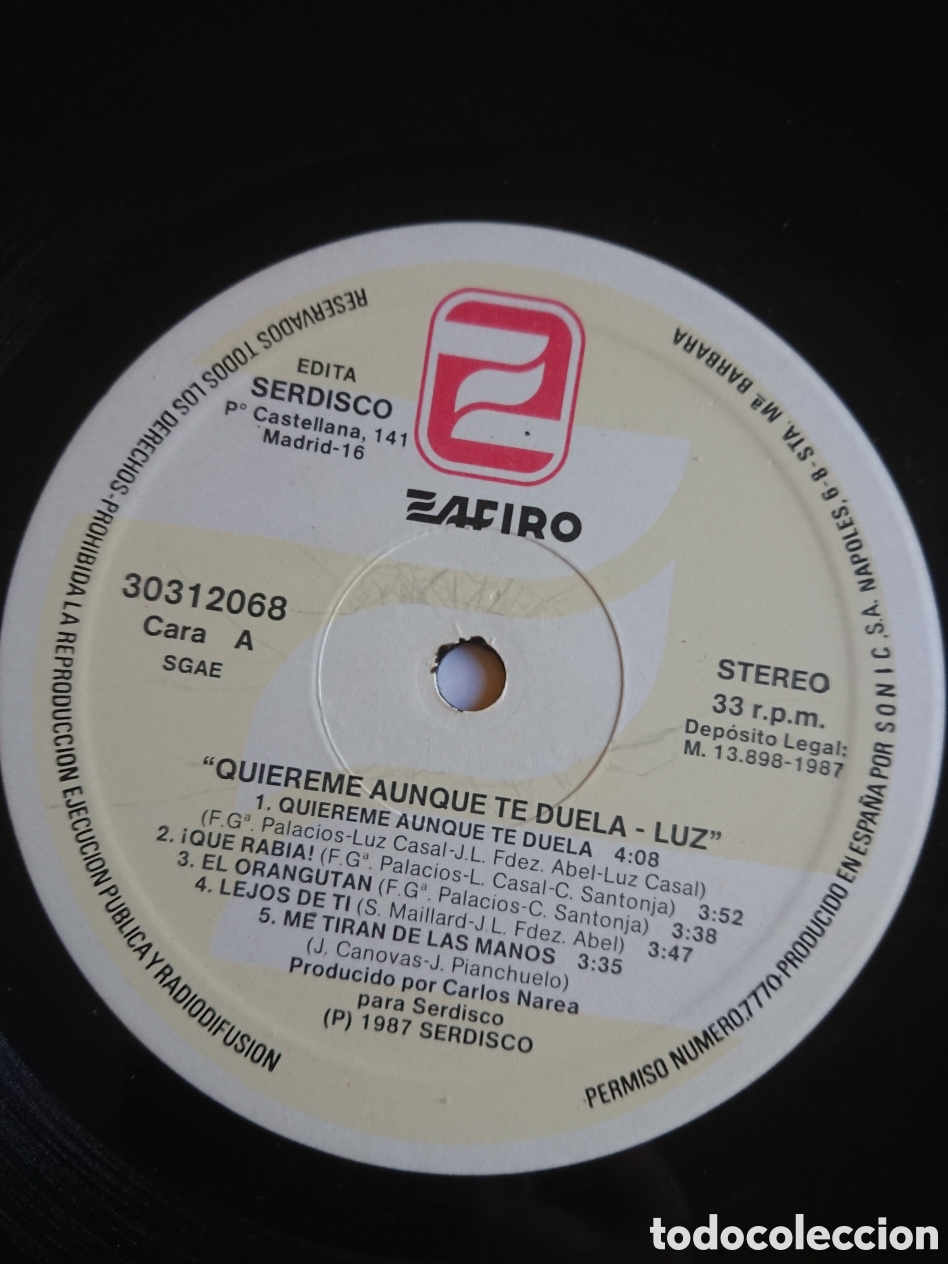 Discos de vinilo: Luz - Qui&eacute;reme aunque duela - Foto 5