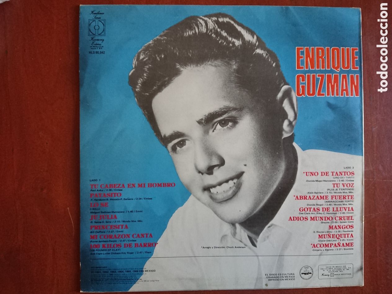 Discos de vinilo: Enrique Guzm&aacute;n - 15 aut&eacute;nticos exitos - Foto 2