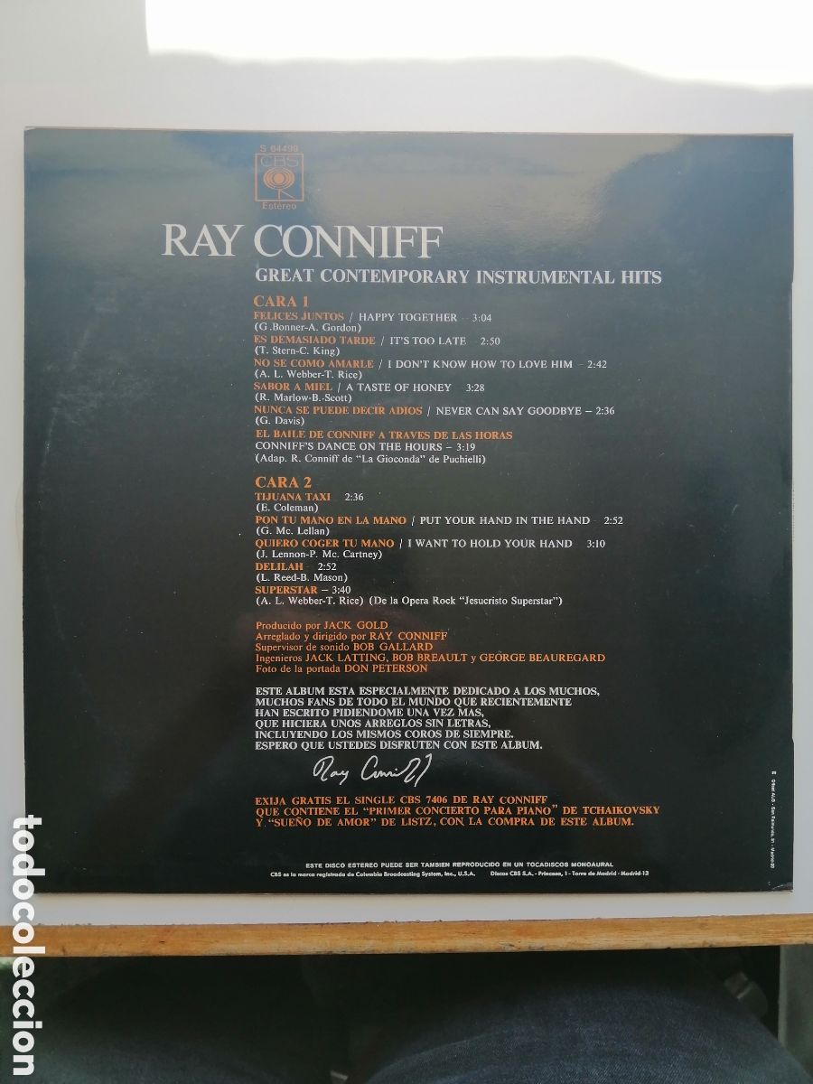 Discos de vinilo: ray conniff great contemporary instrumental hits vinilo - Foto 2