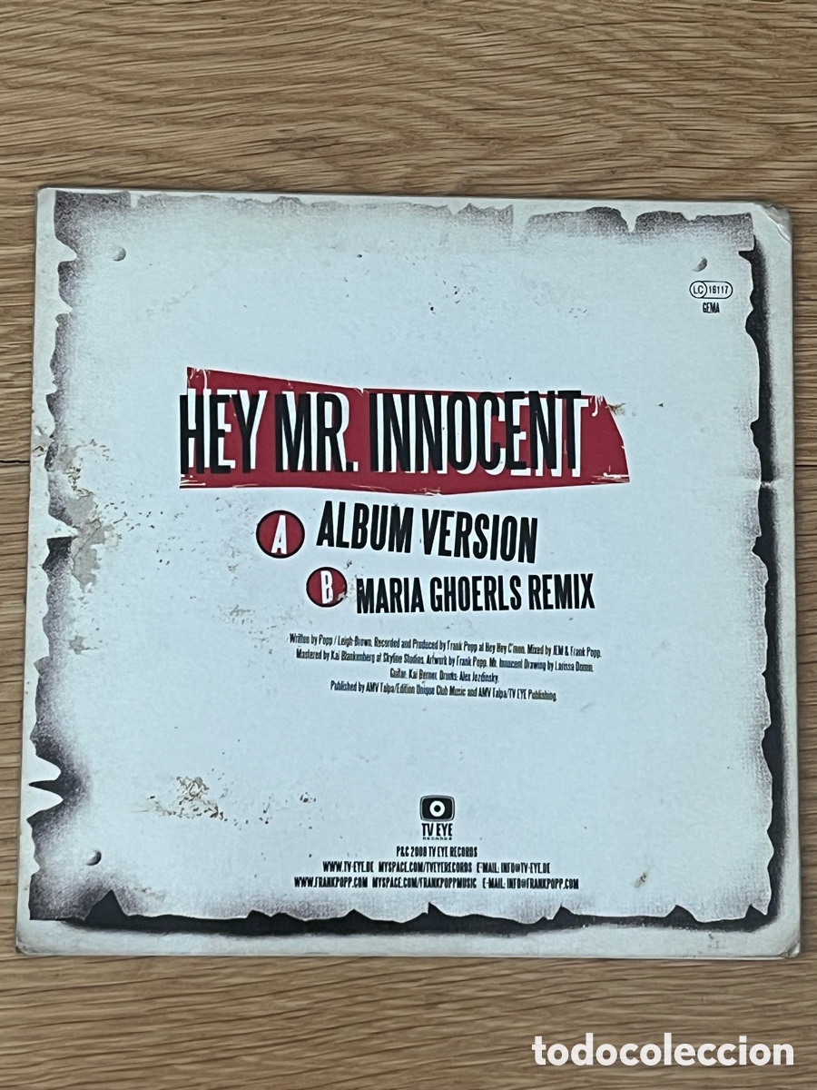 Discos de vinilo: Frank Popp - Hey Mr. Innocent - Foto 2