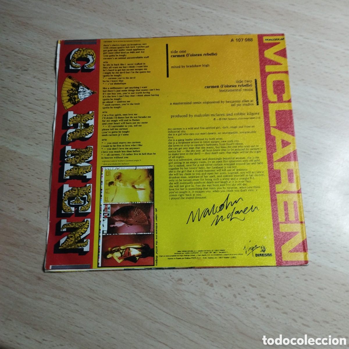 Discos de vinilo: Single 7&rdquo; Malcolm McLaren 1984 Carmen - Foto 2
