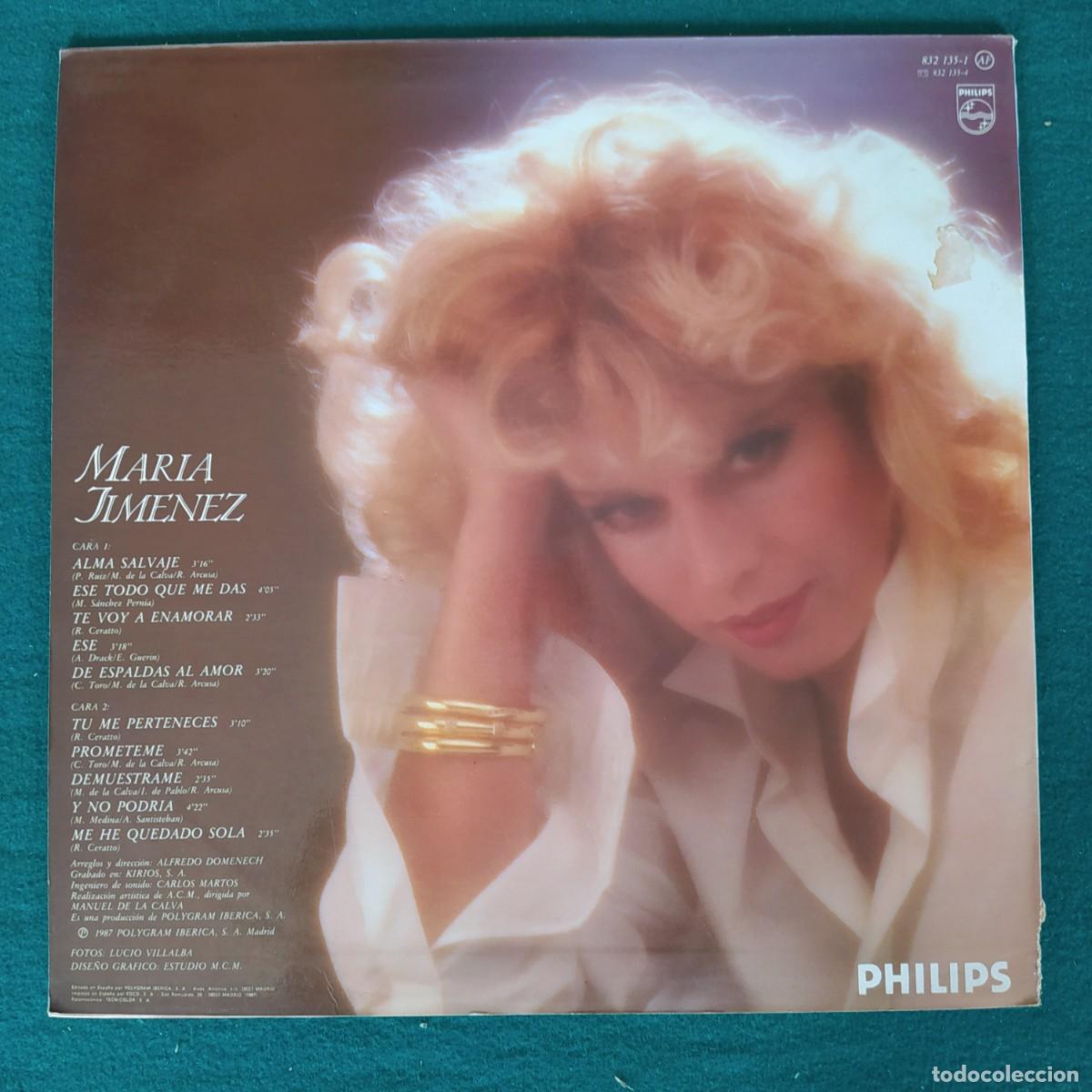 Discos de vinilo: Mar&iacute;a Jim&eacute;nez &ndash; Alma Salvaje - Foto 2