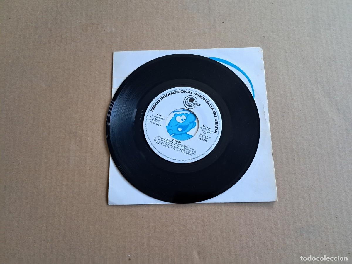 Discos de vinilo: PITUFOS - VENID A JUGAR SINGLE PROMOCIONAL 1981 - Foto 2