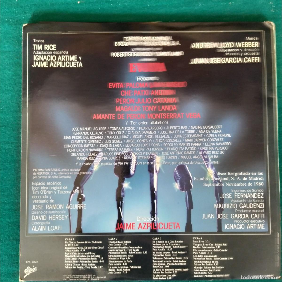 Discos de vinilo: Evita (Version Original En Espa&ntilde;ol) - Foto 2