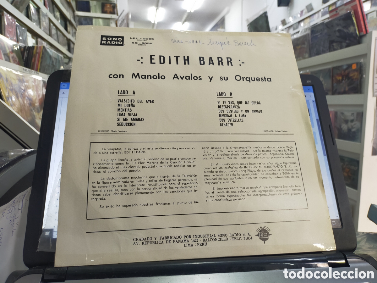 Discos de vinilo: Edith barr LP peru 1965 - Foto 2