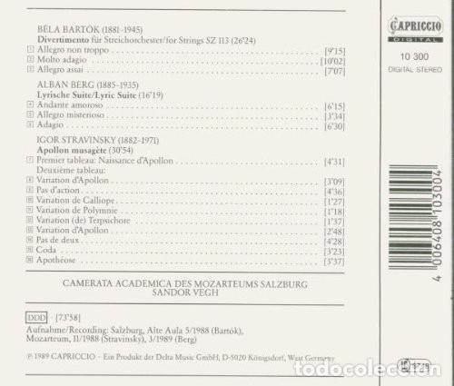 Discos de vinilo: BARTOK / BERG / STRAVINSKY - SANDOR VEGH - CD - Foto 2