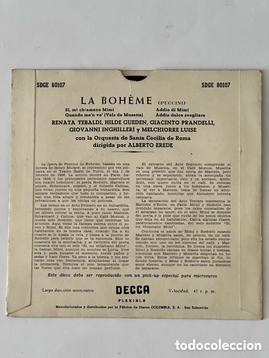 Discos de vinilo: Renata Tebaldi La Boh&egrave;me - Foto 2