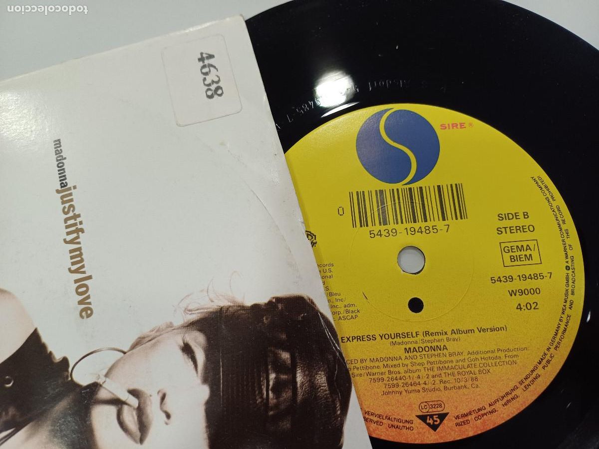 Discos de vinilo: MADONNA/JUSTIFY MY LOVE/SINGLE. - Foto 2