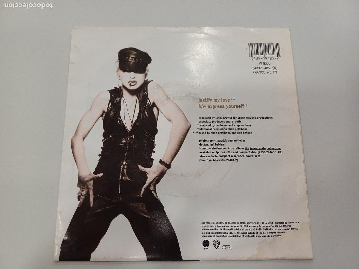 Discos de vinilo: MADONNA/JUSTIFY MY LOVE/SINGLE. - Foto 3