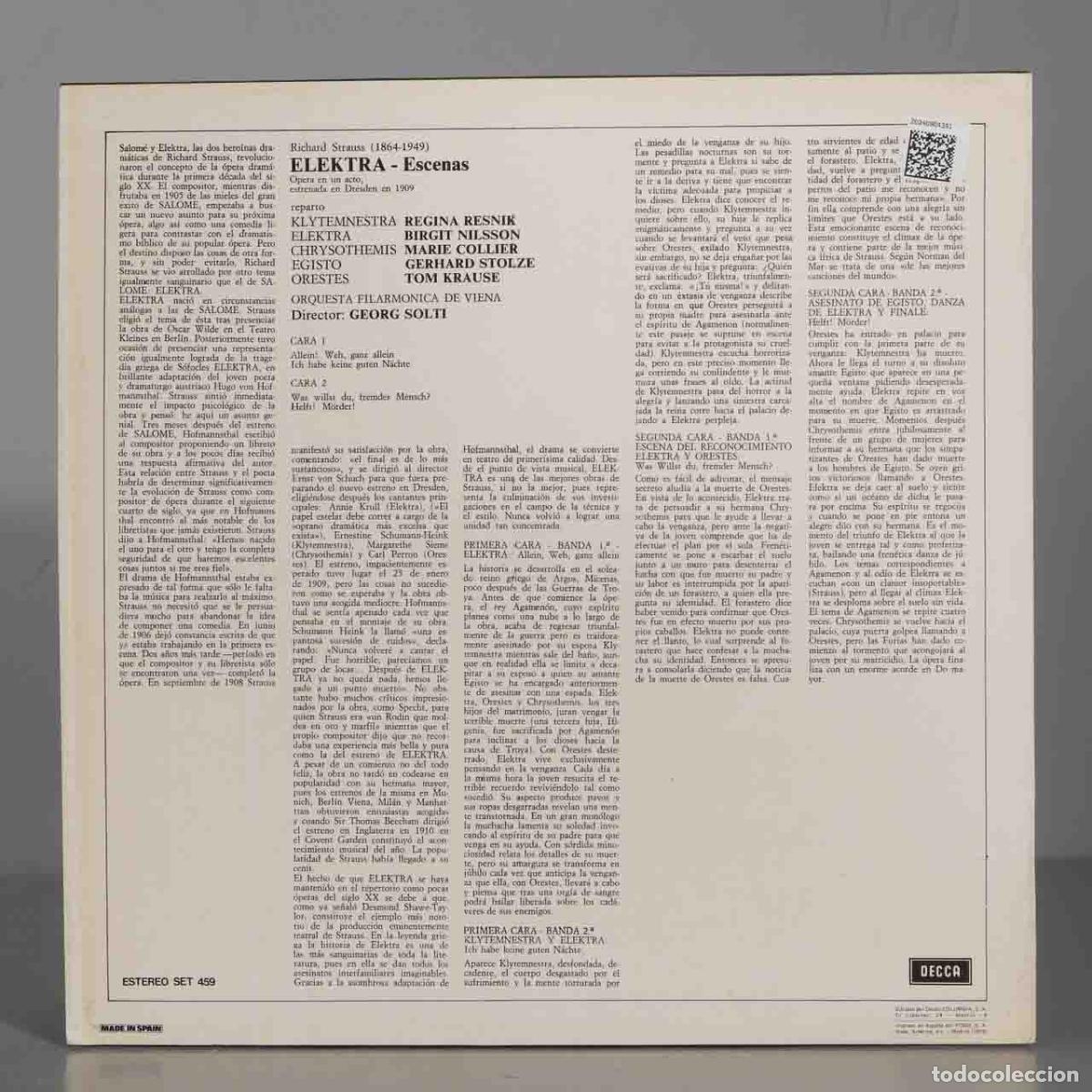 Discos de vinilo: LP. ELEKTRA. STRAUSS. SOLTI - Foto 2