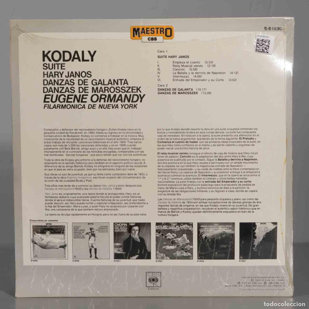 Discos de vinilo: LP. ORMANDY. KODALY. ORMANDY. SUITE HARY JANOS. PRECINTADO - Foto 2
