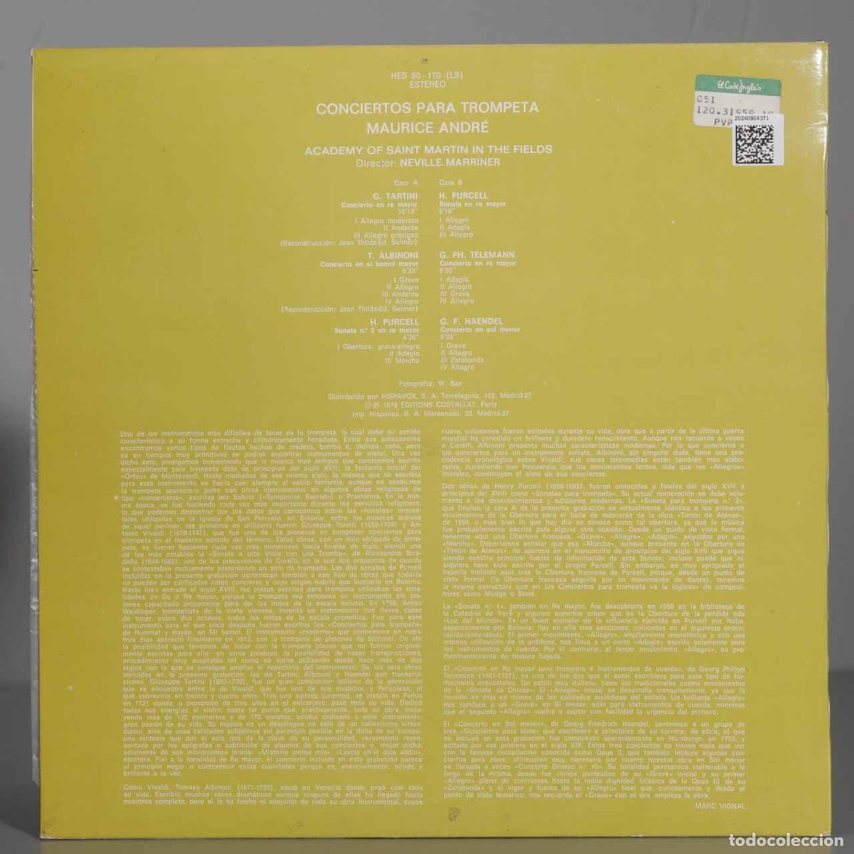 Discos de vinilo: LP. CONCIERTOS PARA TROMPETA. MARRINER. ANDRE - Foto 2