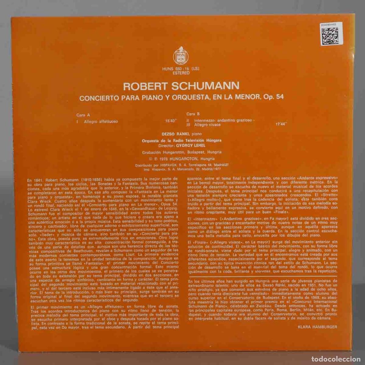 Discos de vinilo: LP. SCHUMANN. OP 54. LEHEL. RANKI - Foto 2