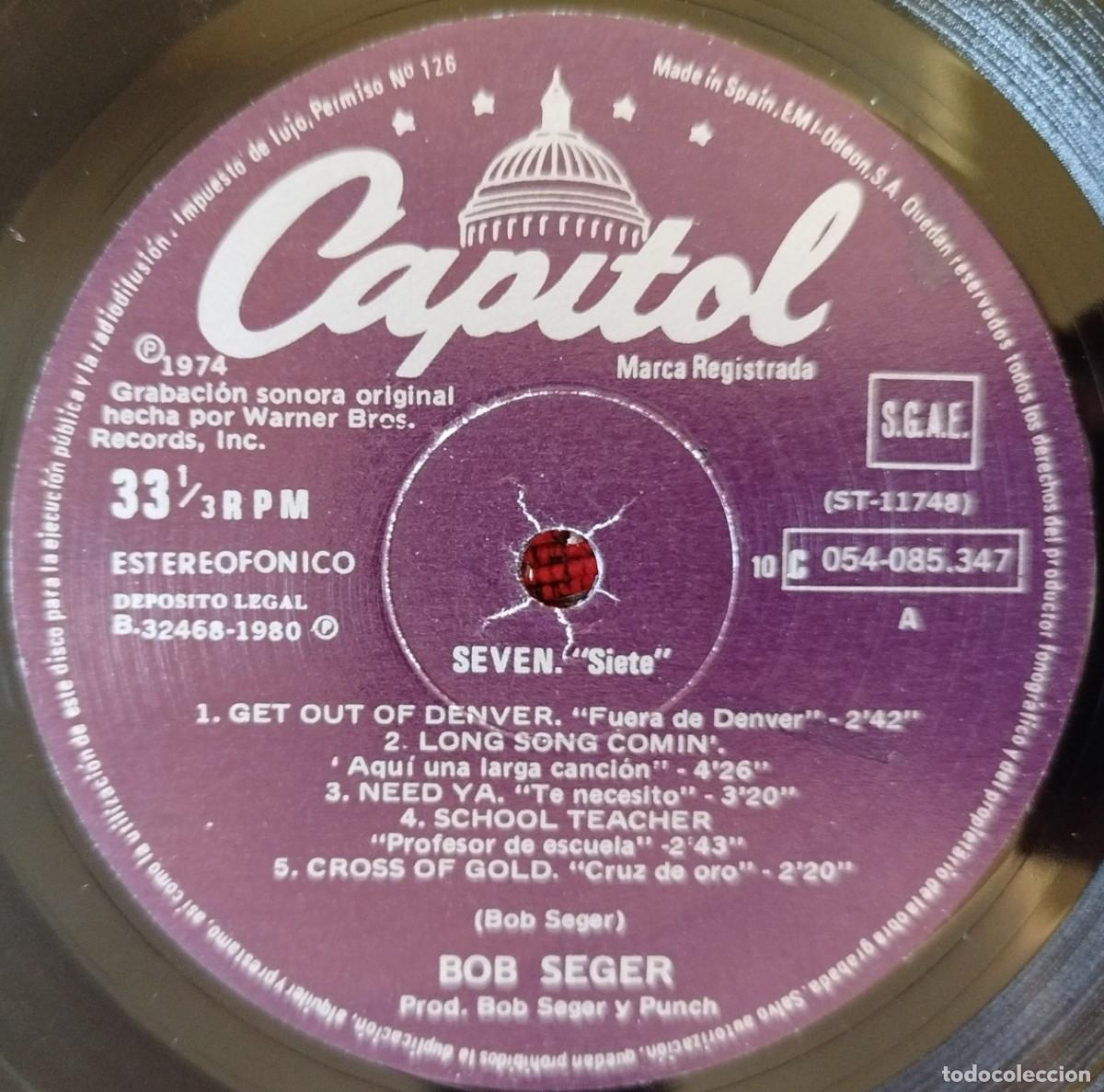 Discos de vinilo: BOB SEGER ** Seven ** VINILO LP REEDICION 1980 - Foto 3
