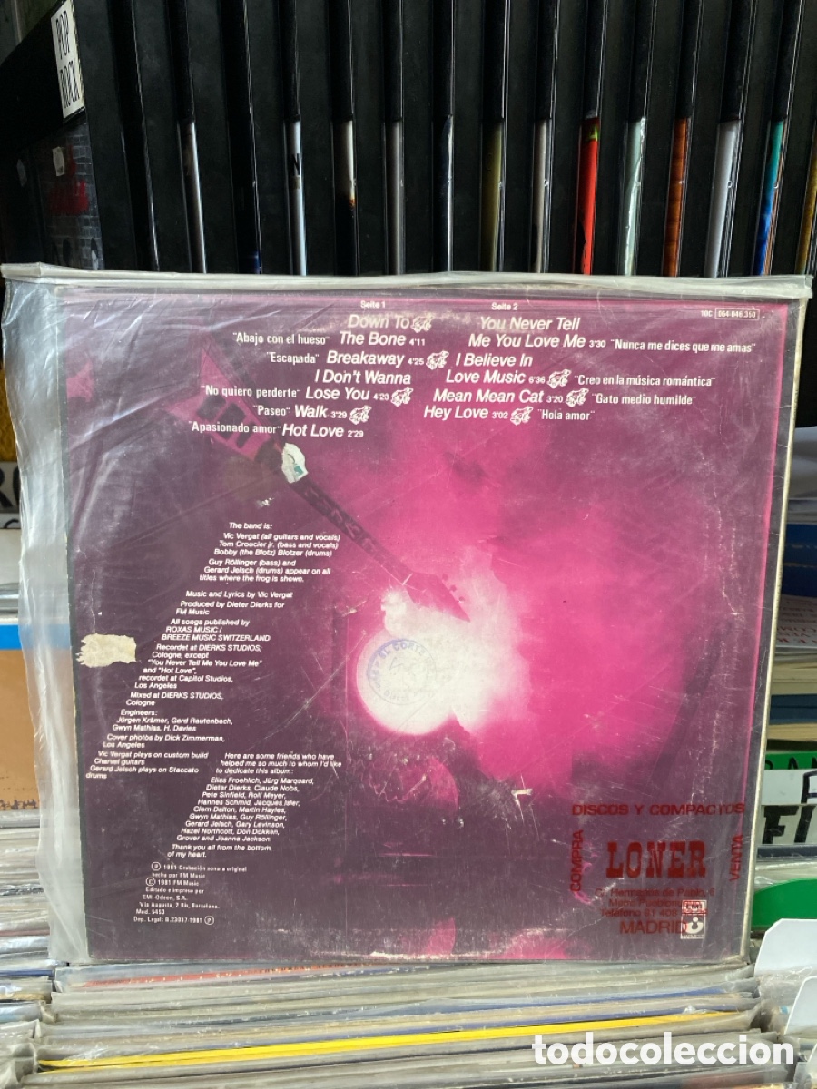 Discos de vinilo: Vic Vergat- Down to the Bone - Foto 2