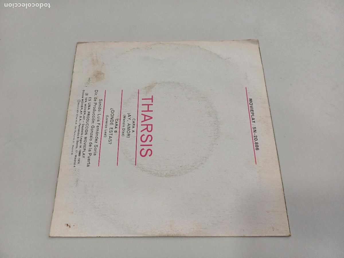 Discos de vinilo: THARSIS/AY AMOR/SINGLE. - Foto 3