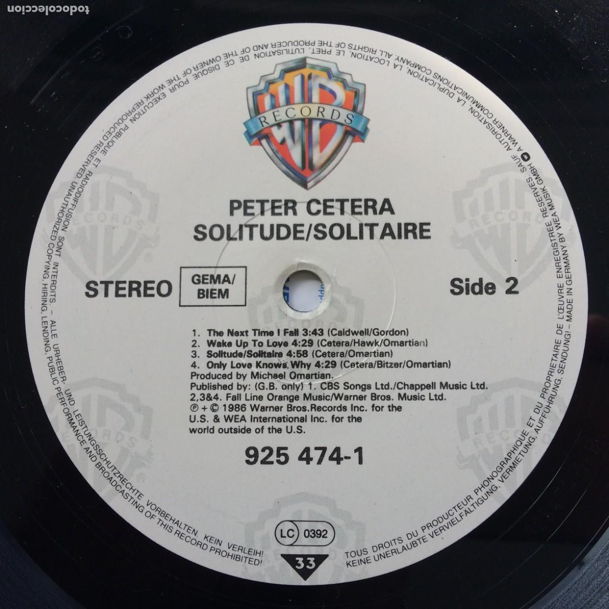 Discos de vinilo: Peter Cetera &lrm;&ndash; Solitude / Solitaire Germany 1986 Warner Bros Records - Foto 6